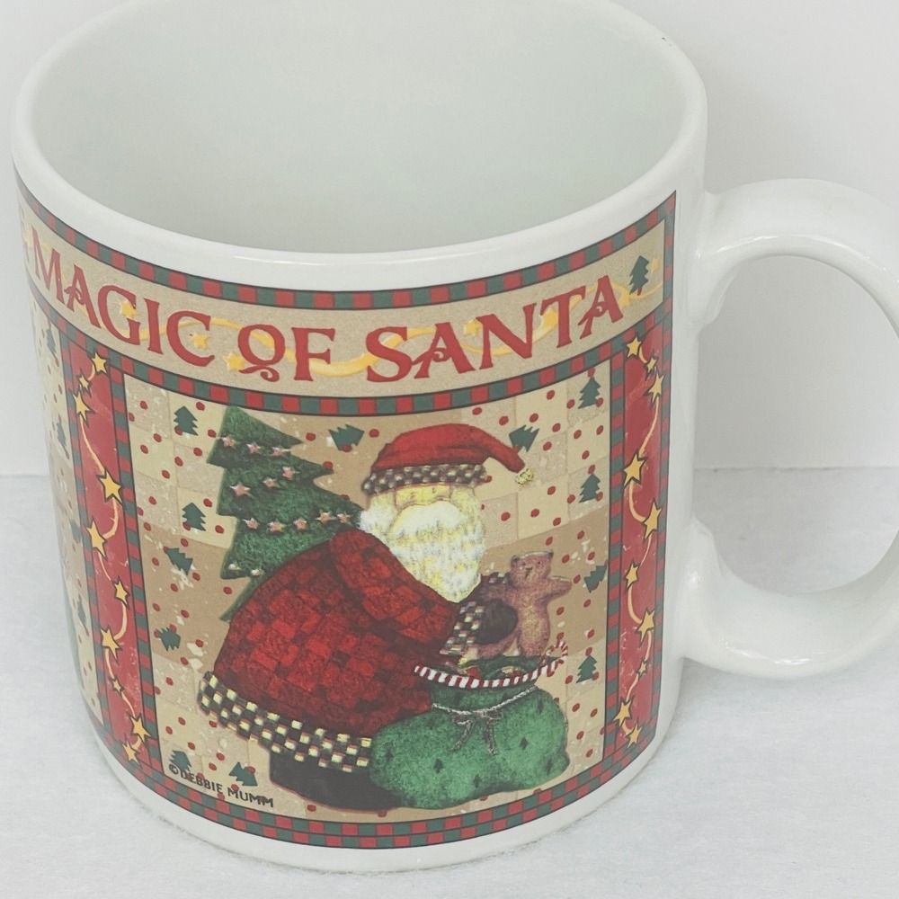 Sakura Coffee Mug Magic of Santa Debbie Mumm Stoneware Christmas Red Excellent
